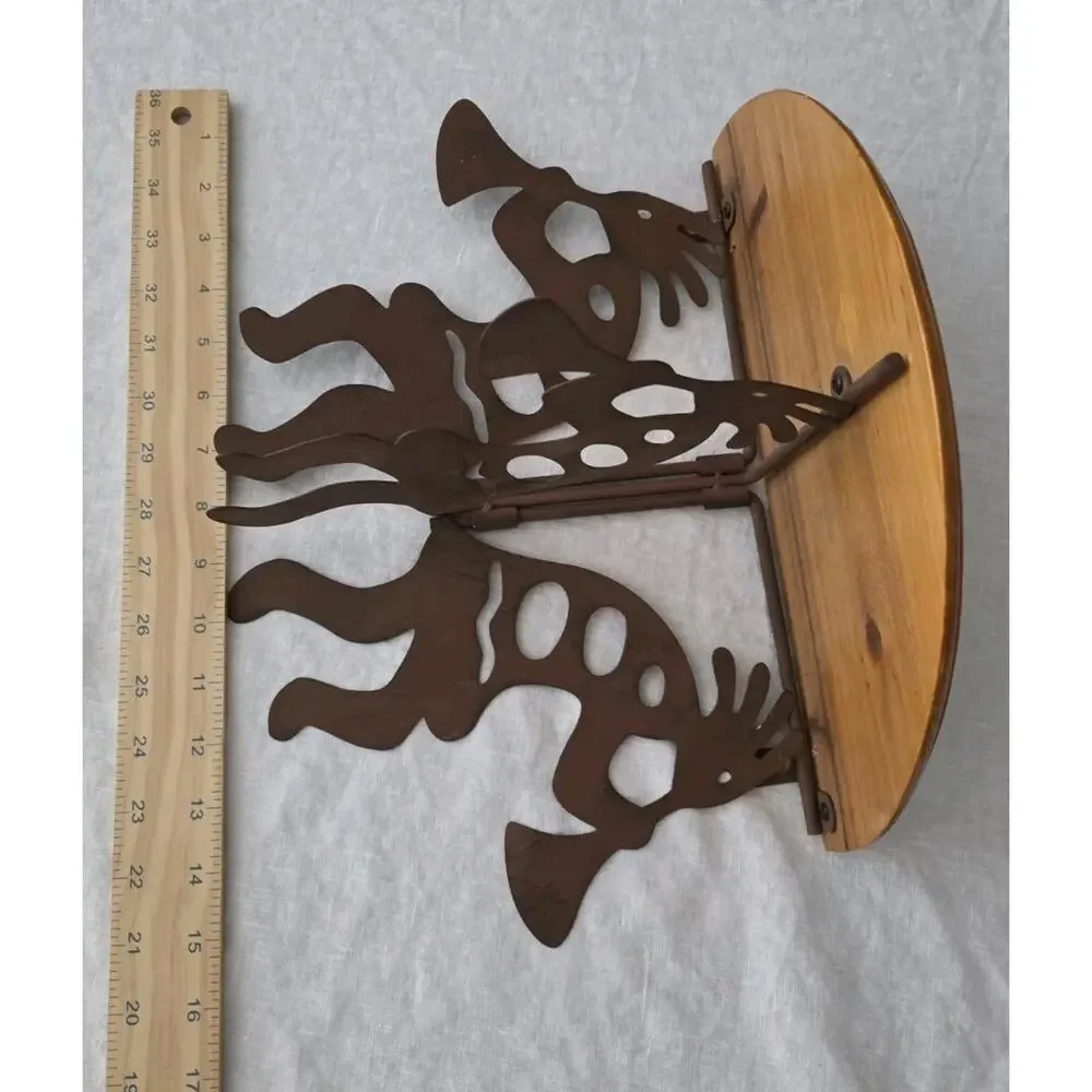 Vintage Kokopelli Wood and Metal Wall Shelf Native Southwestern Rustic
